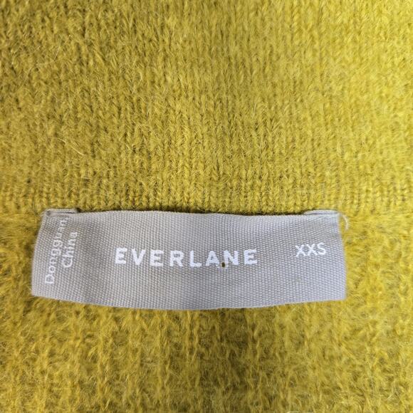Everlane Alpaca Waffle Knit Polo Sweater Women XXS Mustard Yellow Gold Oversized - Picture 6 of 10